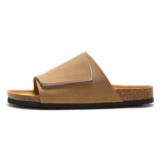 RUIZUSTOCK Cork Slippers Trendy Student Slide Sandals Men's Beach Shoes Nubuck Leather_vogvips.com