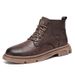 European Warm Series Martin High Mid Top New British Style Men's Leather Shoes Autumn Winter Fleece Lined Short Boots_vogvips.com