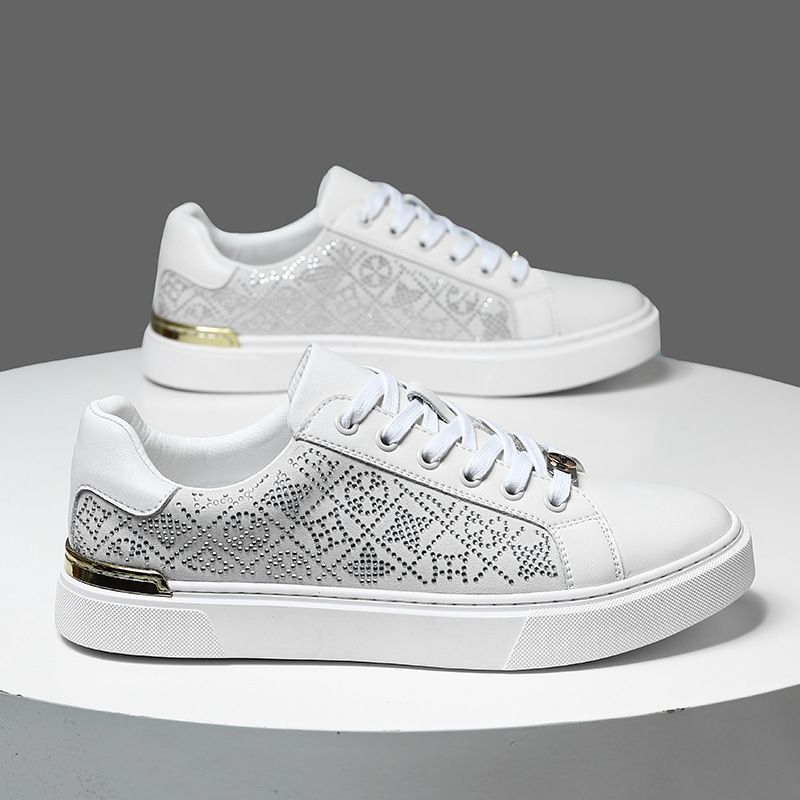 Popular Cross-Border New Genuine Leather Versatile Sneakers For Spring And Summer, Men's Black White Shoes,_vogvips.com