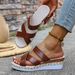 Summer Women's Fabric Wedge Sandals European American Style Rope Sole Cross Strap Sandals_vogvips.com