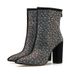 Elegant Women's Chunky Heel Pointed Toe Ankle Boots With Rhinestones - Stylish Winter/Spring/Fall Fashion Boots For Ladies (Black, Sizes 35-42)_vogvips.com