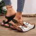 New Large Thick Bottom Belt Buckle One Word Slippers For Women, Slope Follow, Stitching, Open Toed Beach Sandals_vogvips.com