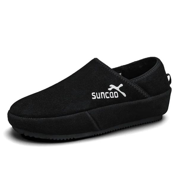 Fashion Winter Men Leisure Plush Cotton Shoes Warm Man's Loafers Flats Slip-on Driving Shoes Fashion Style Soft Male Moccasins Black 44_vogvips.com