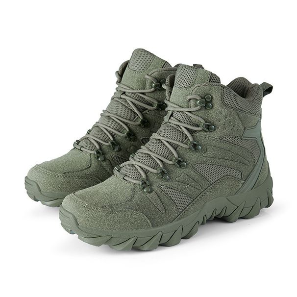 Breathable And Non Slip Men's One Size Fits All High Top Adhesive Yellow Flat Heeled Hiking Shoes, Combat Boots_vogvips.com