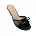 Chuyuji 2026 Summer New Mid-Heel Lace Stiletto High-Heel Mesh Bowknot Sandals Round-Toe Slip-Ons_vogvips.com