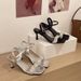 French-style Fashionable One-strap Elegant Rhinestone Sandals For Women, 2026 New Summer Model, Thin-heeled Satin_vogvips.com