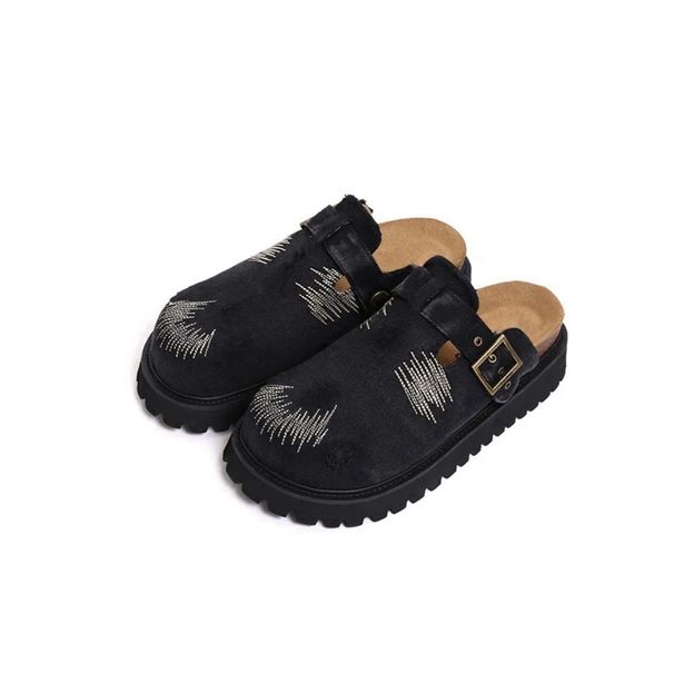 Women's Shoes New Denim Closed Toe Slip On Mules, Sizes 35 44, Summer Wear, Thick Sole, Height Increasing Shoes_vogvips.com