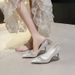 Women's Elegant High Heels French Style Satin Finish Pointed Toe Rhinestone Embellished Shoes For Formal Occasions And Weddings_vogvips.com