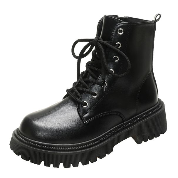 Martin Women, New Autumn And Winter Style, Fleece-Lined White Short Boots, Thick-Soled British Style Motorcycle Boots_vogvips.com