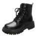 Martin Women, New Autumn And Winter Style, Fleece-Lined White Short Boots, Thick-Soled British Style Motorcycle Boots_vogvips.com