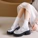 Uniform Spring 2025 New Style Bow Thick Bottom Versatile Anti Slip Silver Mary Jane Small Leather Women's Single Shoes_vogvips.com