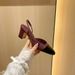 Burgundy New Style Chunky Heel Single Shoes For Women With Back Strap, Square Toe, Color Block, Mid Heel, Open Back,_vogvips.com