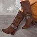 Women's Pointed Toe Western Boots With Belt Buckle Detail Chunky Heel Over-the-Knee Boots For Fall Winter Belt Buckle Western Boots_vogvips.com