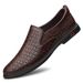 2026 Summer Men's Hollow Shoes, Top Layer Cowhide, Large Size, Perforated Loafers, Slip-On Casual Leather Shoes_vogvips.com