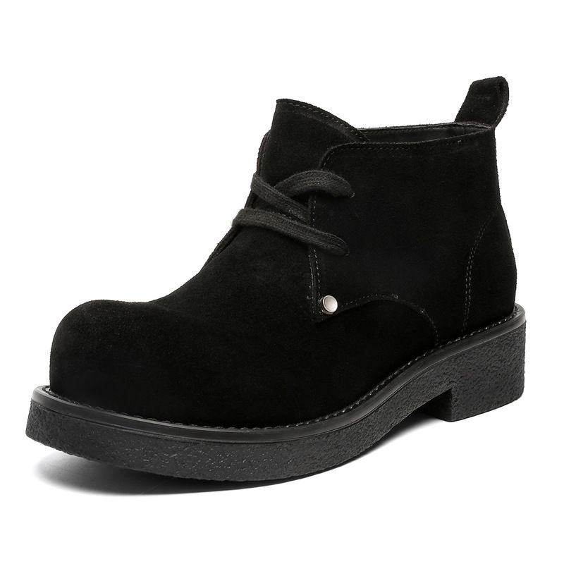 Martin Boots Japanese Retro Cow Velvet Big Head Derby Shoes Men's Tooling Boots Short Boots_vogvips.com