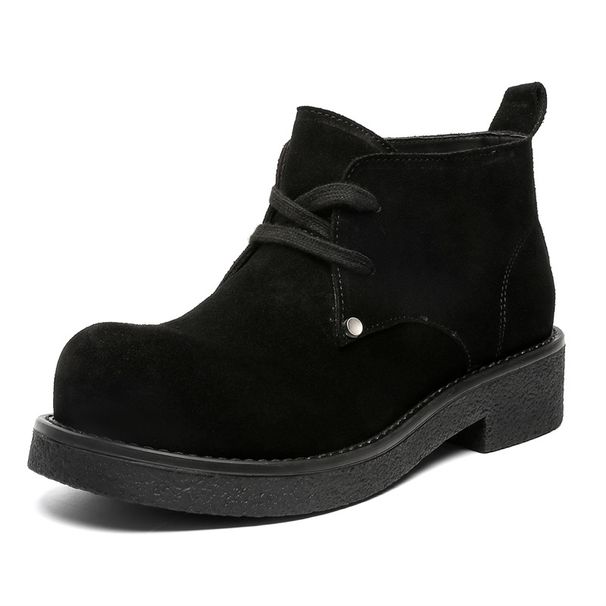 Martin Boots Japanese Retro Cow Velvet Big Head Derby Shoes Men's Tooling Boots Short Boots_vogvips.com