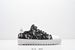 Men Women Retro Black‑White Abstract Pattern Fabric Platform Sneakers, White Toe Cap & Serrated Non‑Slip Thick Outsole,Lace‑Up Low‑Cut Casual Footwear_vogvips.com