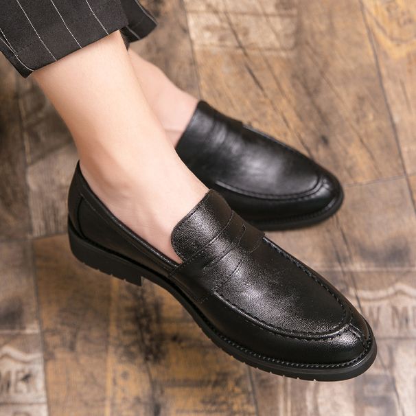 Euro Step Summer Brogue Korean Style British Slip-On Hairstylist Trendy Casual Leather Shoes Men's Height Increase 2cm6_vogvips.com