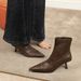 2738-2 Slim For Women Retro Soft Leather Pointed Toe Ankle Single Thin Heel Petite Versatile Stretch French Short Boots_vogvips.com