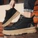 High-top Shoe Autumn Leather Non-lip Waterproof Britih Style Martin Men' Thick-oled Wear-reitant Caual Work_vogvips.com
