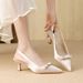 Qianluhui Sweet Lady Style Bowknot High Heels Summer New Thin Heel Pointed Toe Closed Back 6cm Sandals_vogvips.com