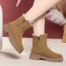 Soft Soled Leather Shoes, Thick Heels, Short Boots, Cotton Shoes With Plush Insulation, Women's Snow Boots_vogvips.com