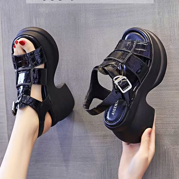 Leather Fashion Stepping On Shit Sports Casual Shoes Children Small Muffin Platform Sandals_vogvips.com