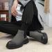 Retro Tooling Boots Thick-soled Heightened Lazy Foot-covering Martin Boots Genuine Leather Chelsea Short Boots_vogvips.com