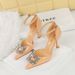 8323-K50 Fashionable Thin Shallow Mouth Shining Water Diamond Lacquered Leather Hollow Straw High Heel Sandals_vogvips.com