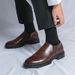 Euro Step Large Size 46 Men's Brogue Leather Shoes Business Formal Slip-On Lazy Wedding Loafers_vogvips.com
