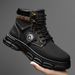 European Warm Series Winter High-top Shoes Fleece Lining, Thickened Martin Boots, Men's Yellow Cotton, Short With Thick Soles,_vogvips.com