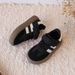 Kids' Classic PU Sneakers – Low-Top Casual Shoes For Girls (Black & Beige, Sizes 22-30, Soft Rubber Sole)_vogvips.com