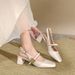 French Style Square High Hee 2025 New Summer Magic Buckle One Strap Backless Single Shoes Chunky Heel Closed Toe_vogvips.com
