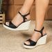 Women's Summer Wedge Sandals With Buckle Closure, Thick Platform Heel, Braided Rope Sole, Breathable & Stylish For Casual Outings_vogvips.com