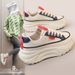 K6710 New 2024 Color-Block Dad Shoes Thick-Soled Height-Increasing Leather Sneakers Women's Fashion Student Korean Style_vogvips.com