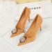 9511-K61 Banquet Women's Shoes With Foot Repair, Slimming Effect, Super Heels, Suede, Shallow Mouth, Pointed Metal_vogvips.com
