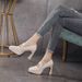 Women's Shoes Patent Leather Fashion High Heels Spring And Autumn Outdoor Thick Heels Metal Solid Color High End Waterproof Platform Single Shoes_vogvips.com