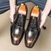 ShoeVault Men's Leather Business Formal Casual Fashion Versatile Groom Wedding Square Toe British Style Retro Oxford Derby Shoes_vogvips.com