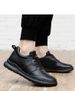 Men's Cowhide Breathable Sports And Leisure Shoes Men's Little White Board Shoes Invisible Inner Height Increase Elastic Band Round Head Men's Shoes_vogvips.com