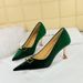 1818-K81 Style Banquet High Heel Shallow Mouth Pointed Metal Buckle Decoration Xishi Suede Women's Single Shoes_vogvips.com