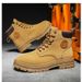 Men's Retro Motorcycle Boots High Top Work Boots British Style Chunky Sole Lace Up Ankle Boots For Teen Boys & Young Adults (Black/Yellow)_vogvips.com