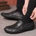 Men's Casual Leather Shoes, Pure Handmade Stitched Sole, Slip-On Driving Shoes, Men's Large Size 45-46_vogvips.com
