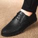 Large Size First Layer Men's Shoes Hole Casual Leather Shoes Lace-up Work Flats_vogvips.com