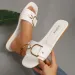Buckle Mules Minimalist Summer Slip On New Fashion Slippers Classic Elegant Versatile Solid Color Metal Decor Square Toe_vogvips.com