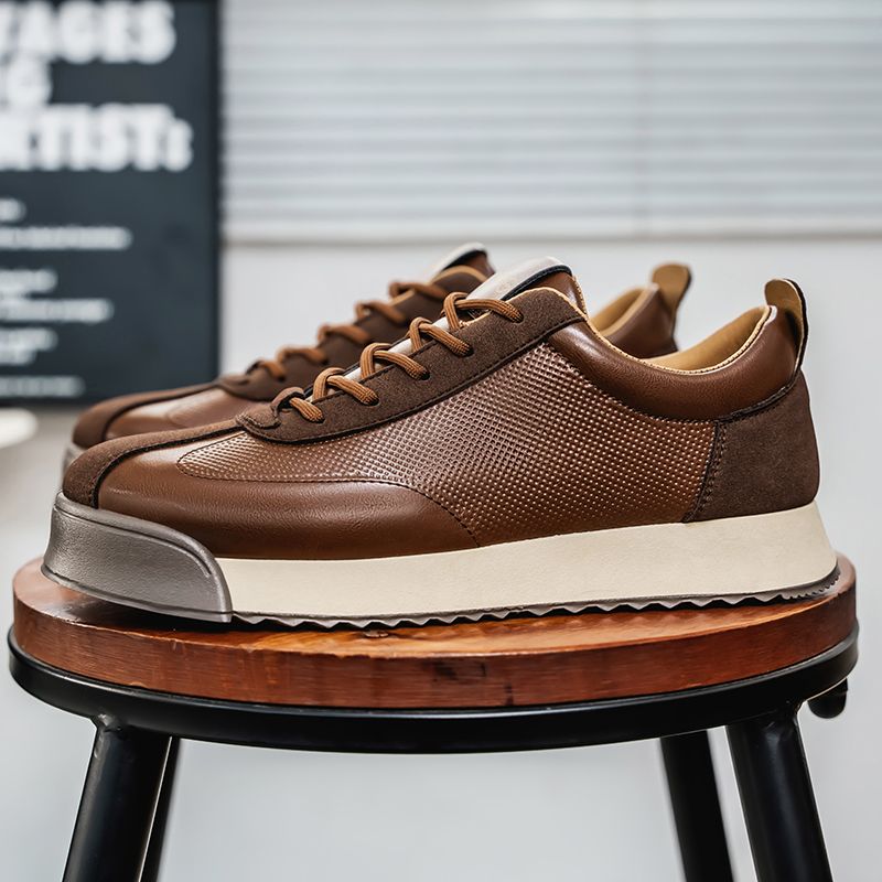 Retro Fashion Brown Men's Low Sneakers Big Size 45 Breathable Flat Shoes Trainers Men Lace-up Casual Sneakers Zapatillas Hombre_vogvips.com