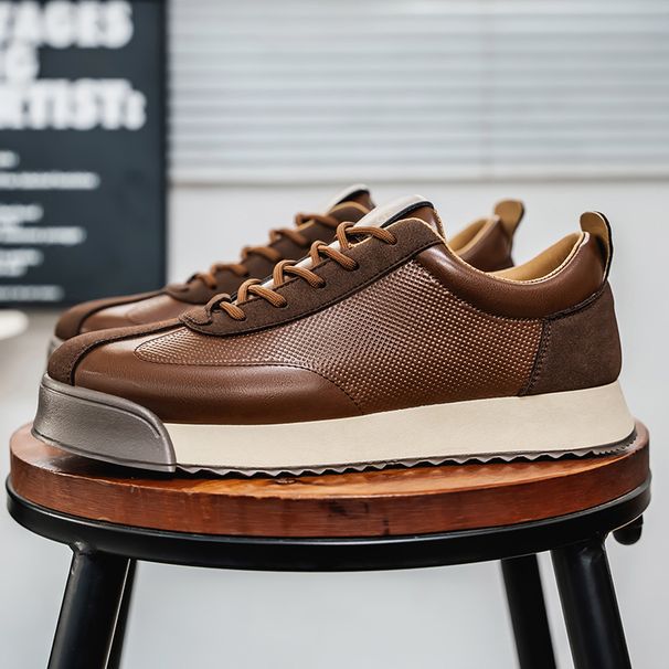Retro Fashion Brown Men's Low Sneakers Big Size 45 Breathable Flat Shoes Trainers Men Lace-up Casual Sneakers Zapatillas Hombre_vogvips.com