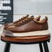 Retro Fashion Brown Men's Low Sneakers Big Size 45 Breathable Flat Shoes Trainers Men Lace-up Casual Sneakers Zapatillas Hombre_vogvips.com