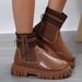 Thick For Women Size, Warm Knit, Thick Soled Martin Boots In New Plus Size_vogvips.com
