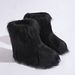 Faux Fox Fur Snow Boots For Women - Fluffy Winter Booties With Rubber Sole, Low-Cut Round Toe Slip-On, Y2K Fashion Soft Faux Fur Lined Shoes_vogvips.com