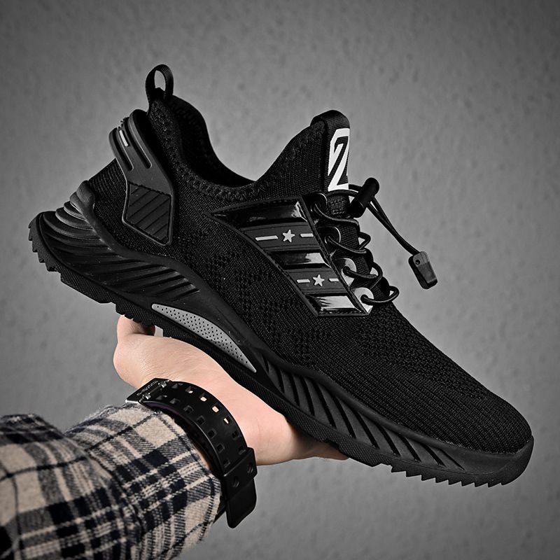 Summer Breathable Flyknit Sports Casual For Men, Korean Style Outdoor Travel Shoes, Quick-Lace Trendy Shoes_vogvips.com
